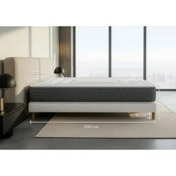 Pack sommier kit matelas Ressorts ensachés et mémoire de forme avec couette et oreillers