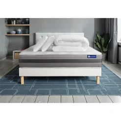 Pack sommier kit matelas Latex et mémoire de forme avec couette et oreillers