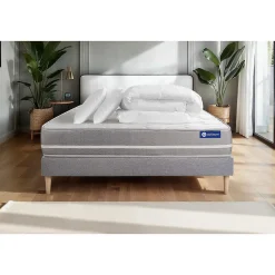 Pack sommier kit matelas Ressorts ensachés avec couette et oreillers