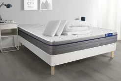 Pack sommier kit matelas Latex et mémoire de forme avec couette et oreillers