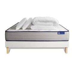 Pack sommier kit matelas Mémoire de forme avec couette et oreillers