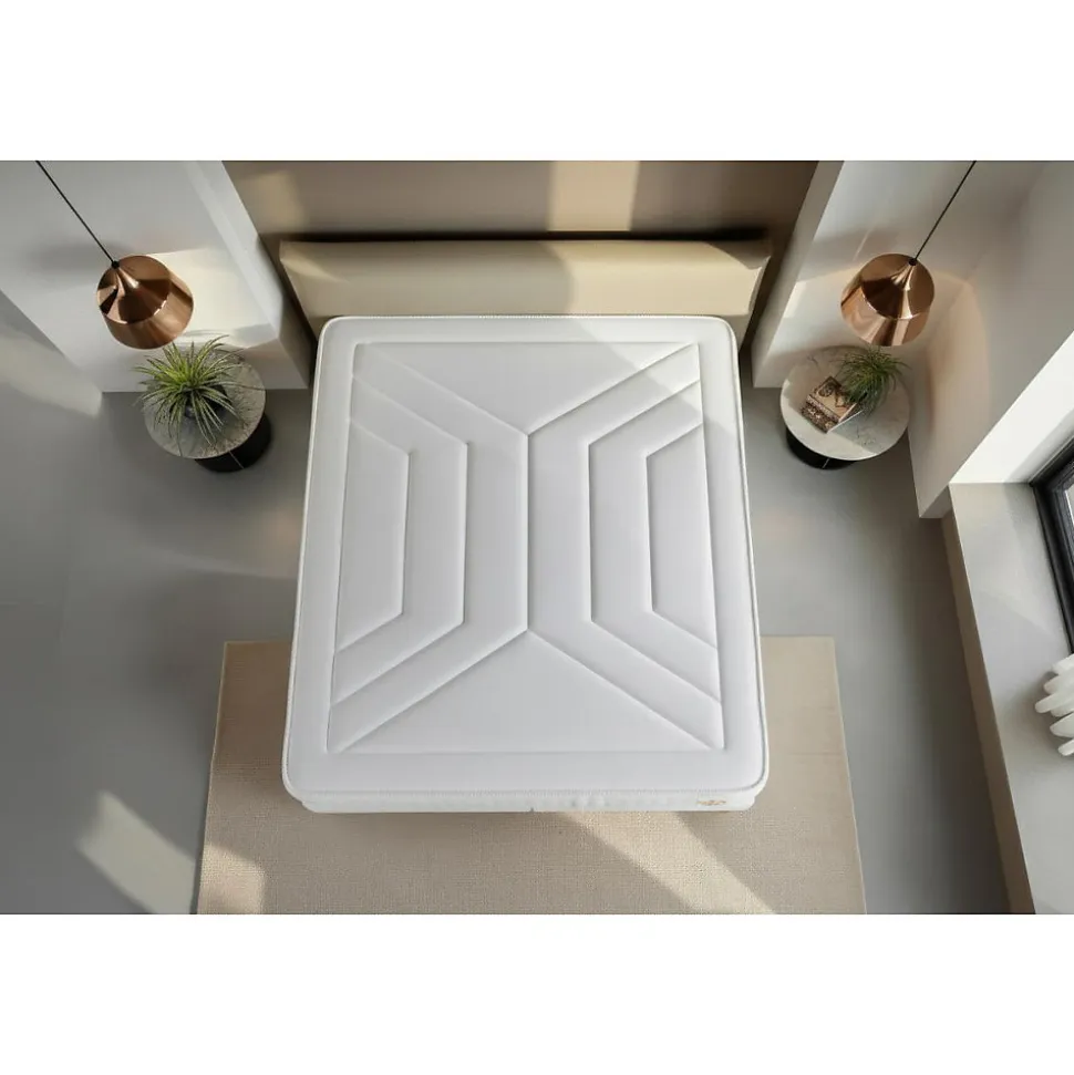 Pack sommier kit matelas Ressorts ensachés et mémoire de forme avec couette et oreillers