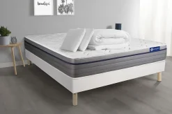 Pack sommier kit matelas Mémoire de forme avec couette et oreillers