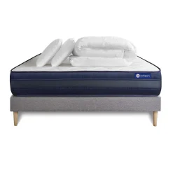 Pack sommier kit matelas Mémoire de forme avec couette et oreillers