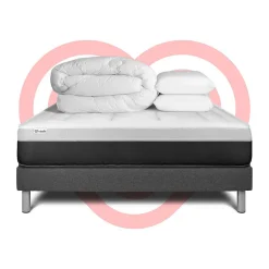 Pack sommier kit matelas Ressorts ensachés et mémoire de forme avec couette et oreillers