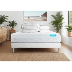 Pack sommier kit matelas Mémoire de forme avec couette et oreillers