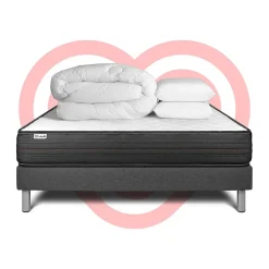 Pack sommier kit matelas Mousse polyuréthane à mémoire de forme avec couette et oreillers