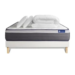 Pack sommier kit matelas Latex et mémoire de forme avec couette et oreillers