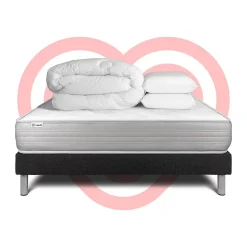 Pack sommier kit matelas Mousse polyuréthane à mémoire de forme avec couette et oreillers