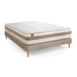 Pack sommier kit matelas Ressorts ensachés et mémoire de forme avec couette et oreillers