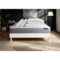 Pack sommier kit matelas Mémoire de forme avec couette et oreillers