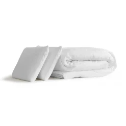 Pack sommier kit matelas Latex et mémoire de forme avec couette et oreillers