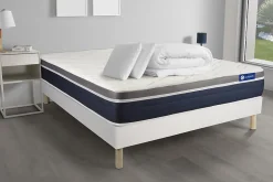 Pack sommier kit matelas Latex et mémoire de forme avec couette et oreillers