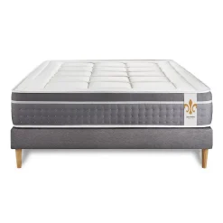 Pack sommier kit matelas Ressorts ensachés et mémoire de forme avec couette et oreillers
