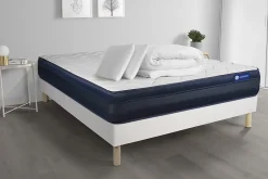 Pack sommier kit matelas Latex et mémoire de forme avec couette et oreillers