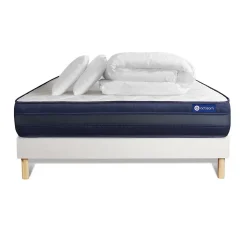 Pack sommier kit matelas Latex et mémoire de forme avec couette et oreillers