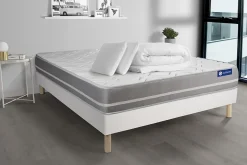 Pack sommier kit matelas Latex et mémoire de forme avec couette et oreillers