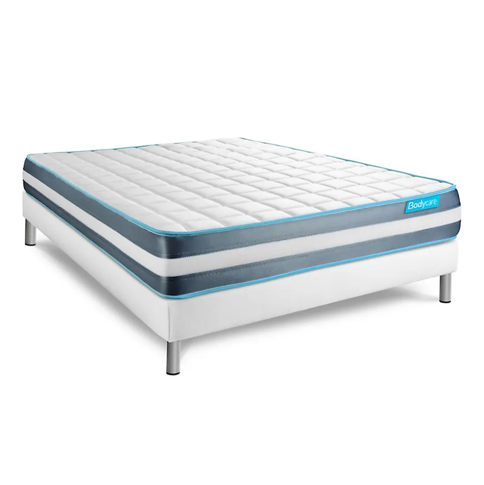Pack sommier kit matelas Mémoire de forme avec couette et oreillers