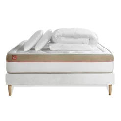 Pack sommier kit matelas Mémoire de forme avec couette et oreillers