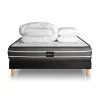 Pack sommier kit matelas Ressorts ensachés et mémoire de forme avec couette et oreillers