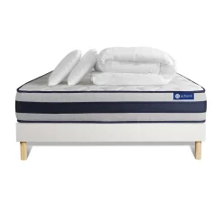 Pack sommier kit matelas Mémoire de forme avec couette et oreillers