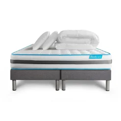 Pack sommier tapissier matelas Ressorts ensachés avec couette et oreillers