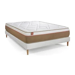 Pack sommier tapissier matelas Ressorts ensachés et mémoire de forme avec couette et oreillers