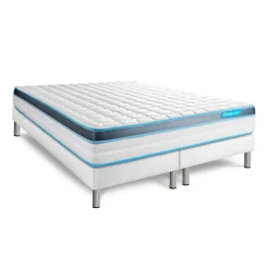 Pack sommier tapissier matelas Mémoire de forme avec couette et oreillers