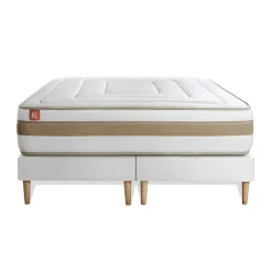 Pack sommier tapissier matelas Ressorts ensachés et mémoire de forme avec couette et oreillers