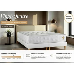 Pack sommier tapissier matelas Ressorts ensachés et mémoire de forme avec couette et oreillers