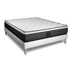 Pack sommier tapissier matelas Ressorts ensachés et mémoire de forme avec couette et oreillers