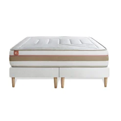 Pack sommier tapissier matelas Ressorts ensachés et mémoire de forme avec couette et oreillers