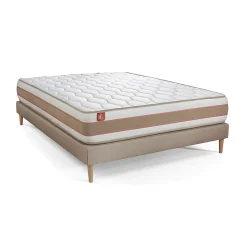 Pack sommier tapissier matelas Ressorts ensachés et mémoire de forme avec couette et oreillers