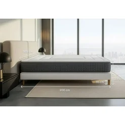 Pack sommier tapissier matelas Ressorts ensachés et mémoire de forme avec couette et oreillers