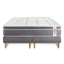 Pack sommier tapissier matelas Ressorts ensachés et mémoire de forme avec couette et oreillers