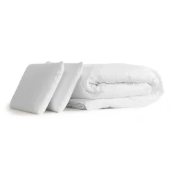 Pack sommier tapissier matelas Ressorts ensachés et mémoire de forme avec couette et oreillers