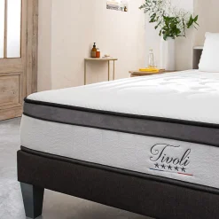 Pack Tivoli 180x200 cm Matelas Mousse + Sommier Bois + Protège matelas anti punaise