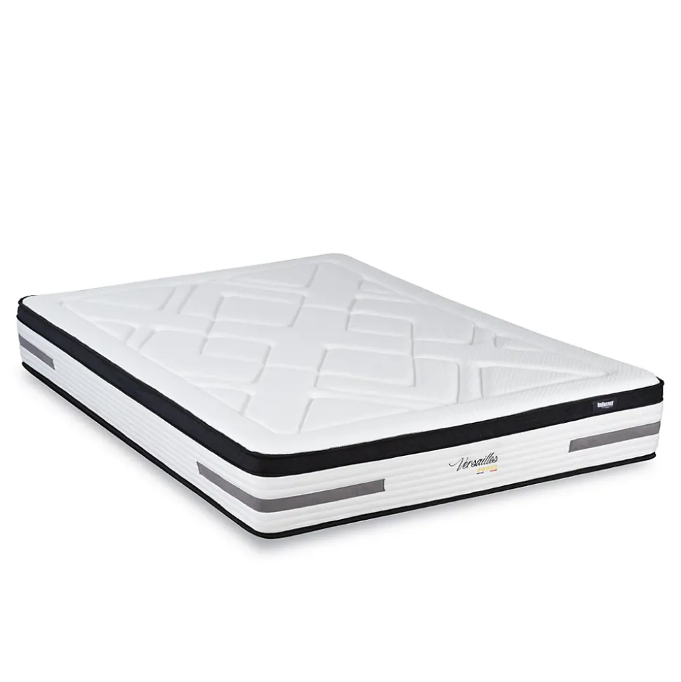 Pack Versailles 160x200 cm Matelas Ressorts ensachés + Sommier Bois + Accessoires