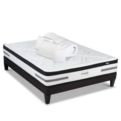 Pack Versailles 160x200 cm Matelas Ressorts ensachés + Sommier Bois + Accessoires