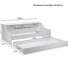 PALMA Lit enfant contemporain mélaminé blanc - l 90 x L 190 cm