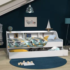 PALMA Lit enfant contemporain mélaminé blanc - l 90 x L 190 cm