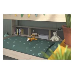 PARISOT Lits superposes enfant - Decor Chene Jackson et Gris Ombre - Sommiers inclus - 2 x 90 x 200 cm - JIM
