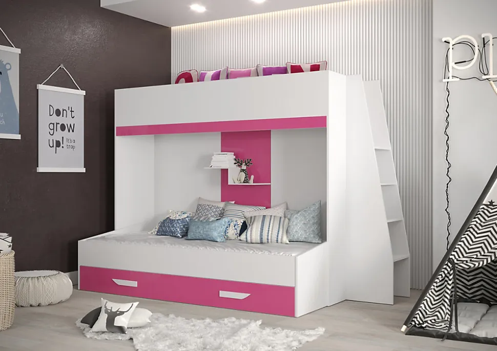 PARTY 17 Lit superposé 247/165/135 (blanc/rose)