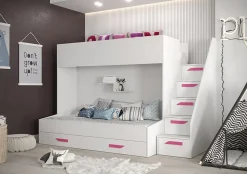 PARTY 16 Lit superposé 247/165/135 (blanc/blanc/rose)