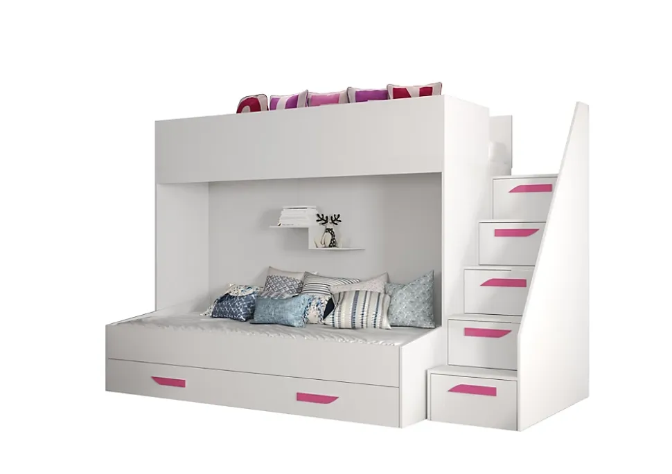 PARTY 16 Lit superposé 247/165/135 (blanc/blanc/rose)