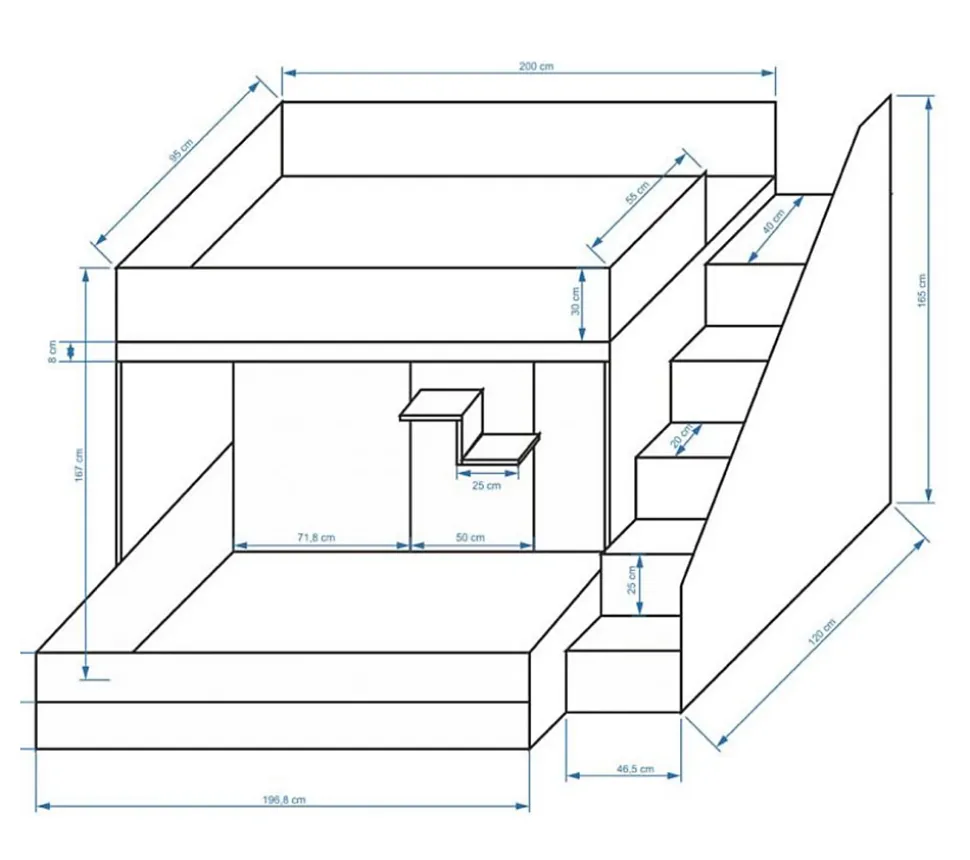 PARTY 16 Lit superposé 247/165/135 (blanc/blanc/rose)