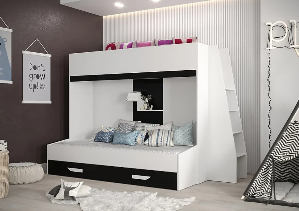 PARTY 17 Lit superposé 247/165/135 (blanc/noir)