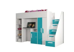 PARTY 14 Lit superposé 247/165/120 (blanc/turquoise)