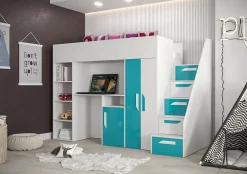 PARTY 14 Lit superposé 247/165/120 (blanc/turquoise)