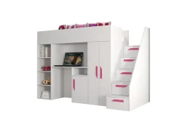 PARTY 14 Lit superposé 247/165/120 (blanc/blanc/rose)